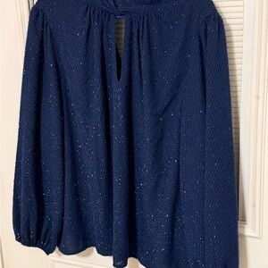 Nine West Navy Blue Blouse with Subtle Sparkle